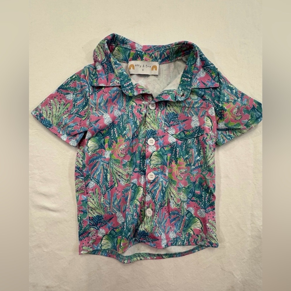 Abby And Evie Boys 3T Hawaiian‎ Polo Shirt
